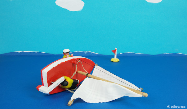 Figure 141: He lies down in the cockpit with his head to the stern.